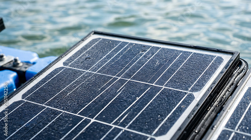 Floating solar panel technology on water surface harvesting renewable solar energy