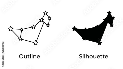 Bild auf Leinwand Constellation Outline and Silhouette: A graphic representation showing the outline and silhouette of a constellation, highlighting the connection of stars to form an asterism