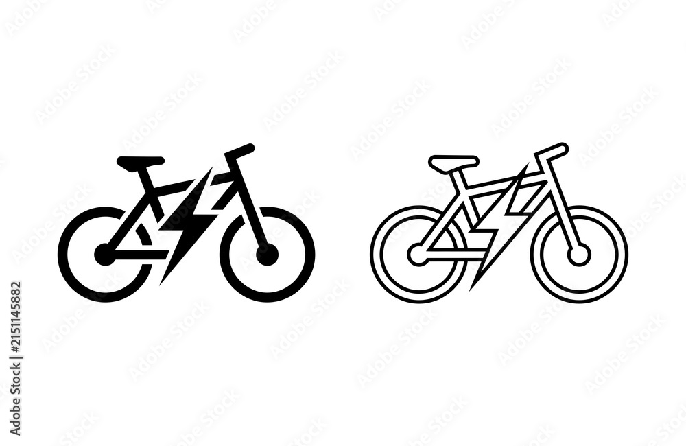 Fototapeta premium Two simple bicycle icons with different line styles side by side