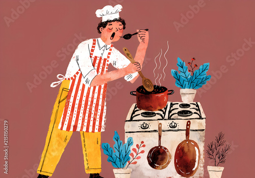 Man Cooking at Stove