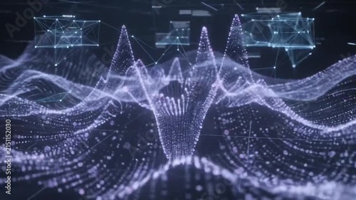 Futuristic Data Visualization Particles Flow Loop 4K