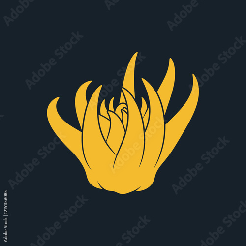 Stylized yellow flower with elongated petals on a dark background