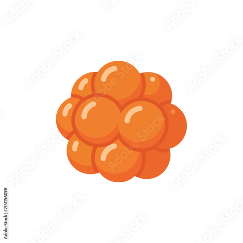 Cluster of orange bubbles or spheres arranged together.