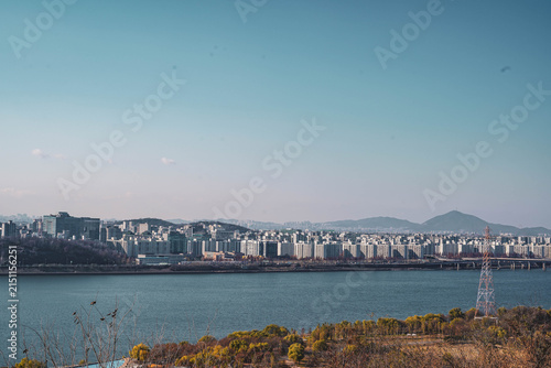 Panoramic Seoul Cityscape Across Han River South Korea