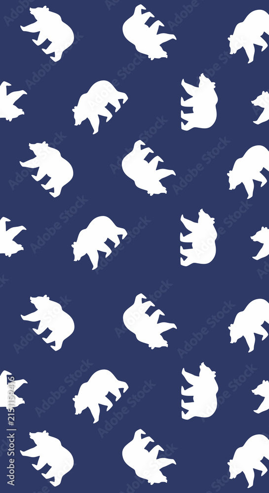 Fototapeta premium seamless pattern with bear. White bear silhouettes dance across deep navy background