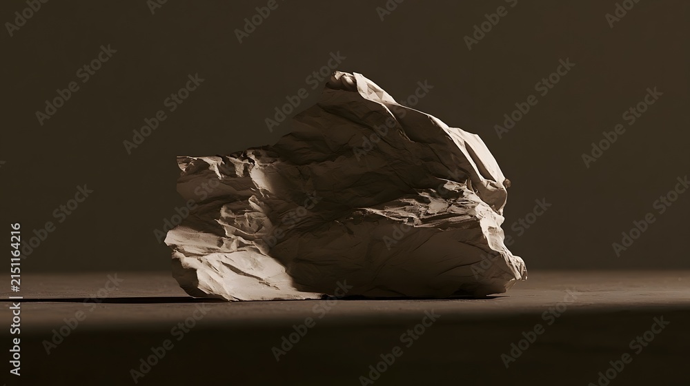 Fototapeta premium Crumpled matte paper in monochrome