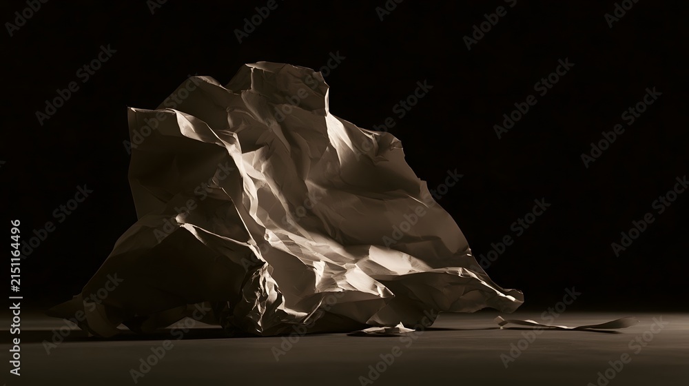 Fototapeta premium Crumpled matte paper in monochrome
