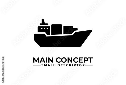 Cargo ship icon depicting global shipping logistics and international maritime trade activities.