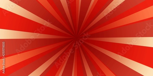 Retro red background with vintage circus sunburst. Psychedelic colorful swirl poster, abstract pattern in 70s carnival style. Hypnotic sunburst vector illustration.