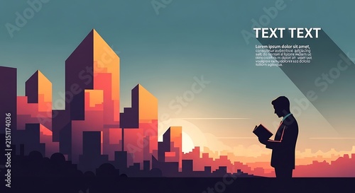 Silhouette of a person standing on a city rooftop at sunset.