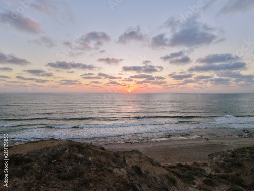 Ocean sunset from coastal cliffs