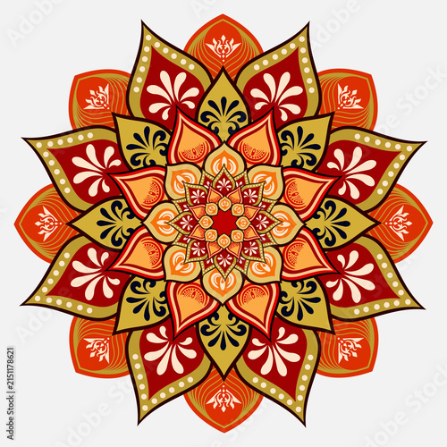 Colorful, circular creative mandala with a transparent background