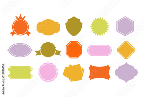 Set of colorful vintage blank labels and decorative badge shapes collection