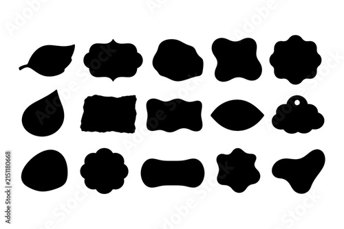 Collection of various black shape labels and price tags for design