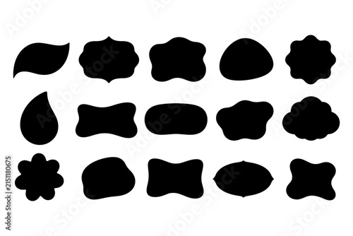 Set of various black shapes for labels and decorative text banners