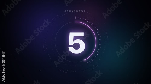 Digital Countdown Timer With Glowing Number Ten On Dark Background