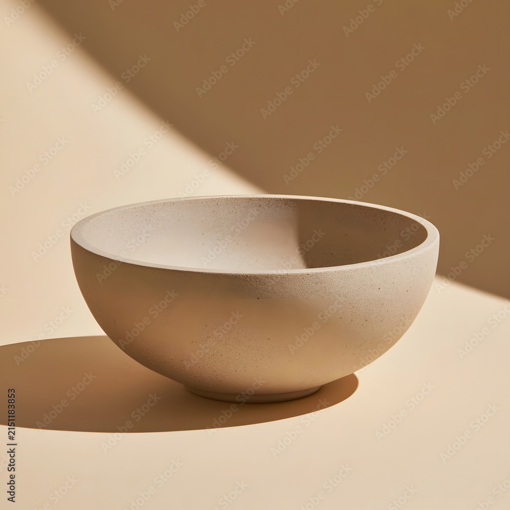 Fototapeta premium Minimalist Ceramic Bowl on Warm Beige Background
