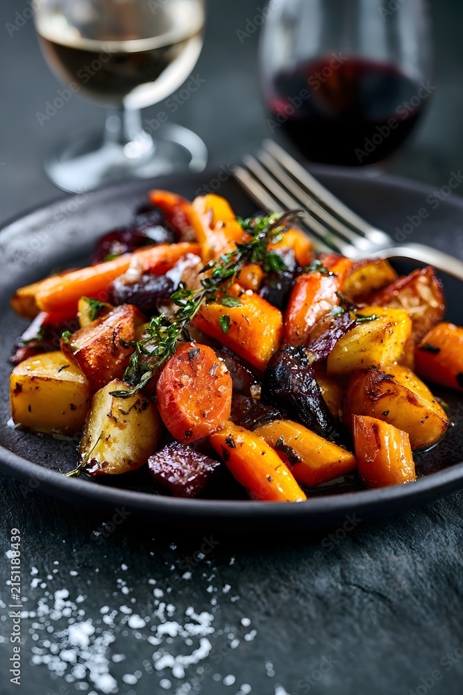 Fototapeta premium Braised Root Vegetables