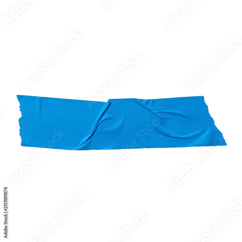 Fotografía Blue crumpled adhesive duct tape strip isolated on transparent background