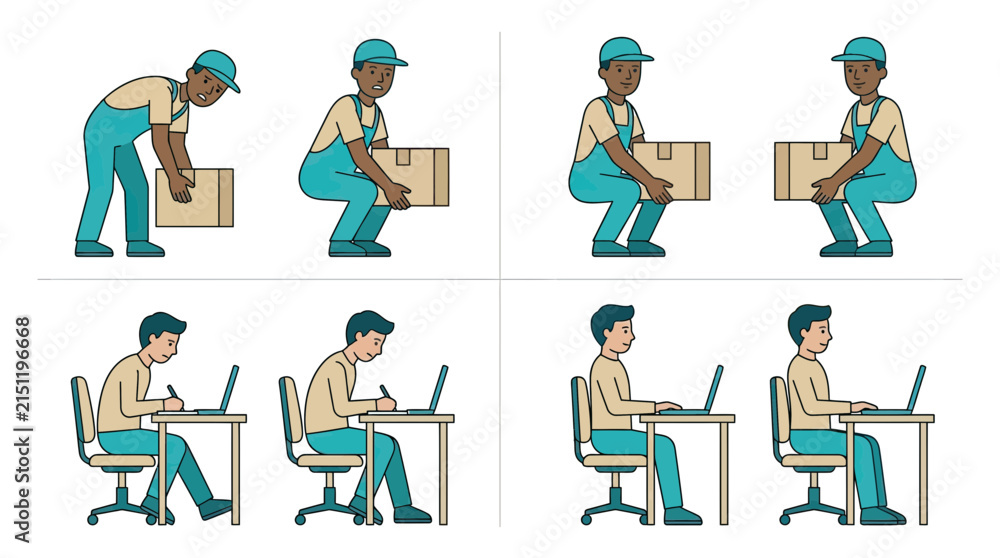 Fototapeta premium Workers and office employees in various professional settings.
