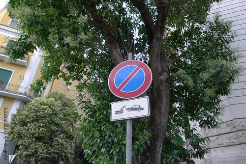 No Parking Traffic Sign with Tow Away Warning Symbol