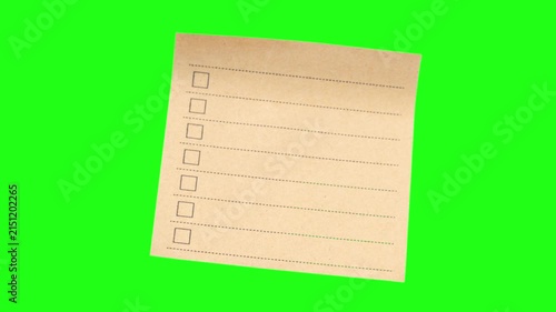 Stop Motion Paper Unwrapping to Blank Checklist Memo - Green Screen Chroma Key