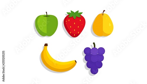 Colorful cartoon fruits and vegetables illustration.