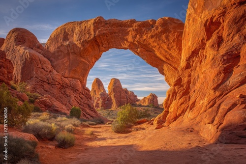 Beautiful Natural Rock Arch in Desert Landscape