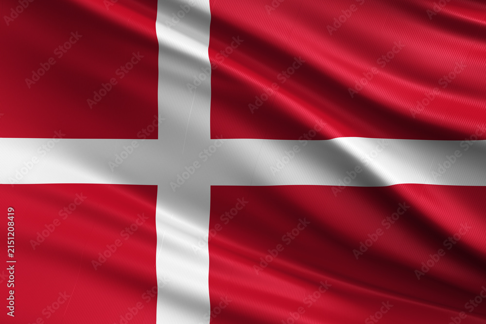 Fototapeta premium Waving national flag of Denmark background.