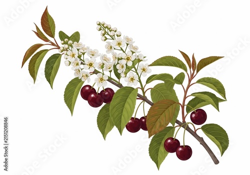 Obraz na płótnie 繊細な筆致で描く、実りの桜の枝