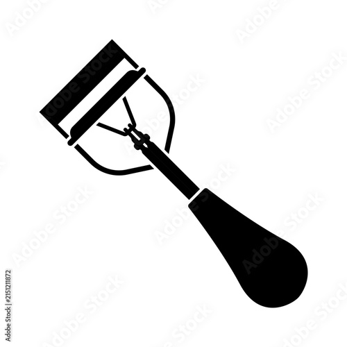 Eyelash Curler Silhouette Isolated on White Background
