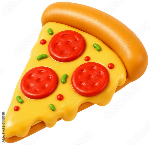 A cute 3D pepperoni pizza slice