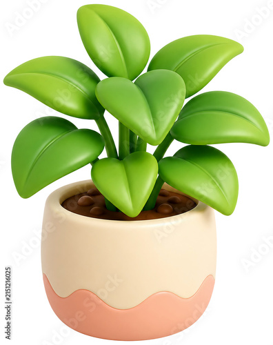 A cute 3D potted houseplant