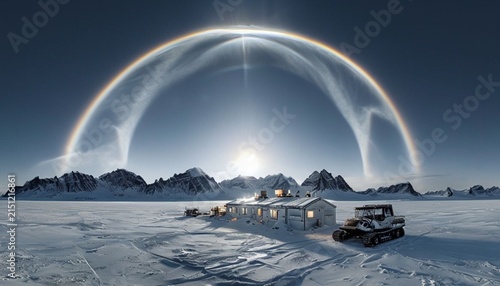 A Spectacular Sun Halo Above The White Clouds