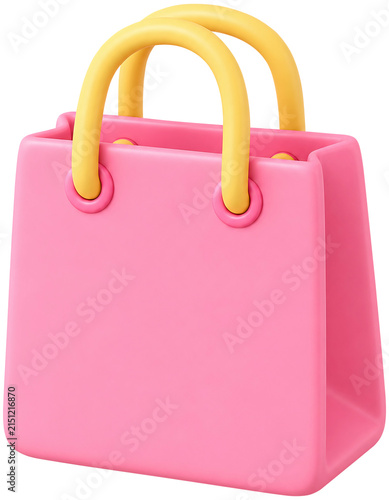 A cute 3D shopping bag with handles