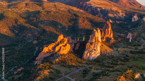 Obraz na płótnie Panoramic aerial view of Garden of the Gods state park rock formation landscapes