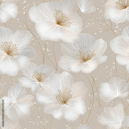White flowers with gold dots