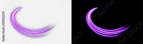 Obraz na plátně Glossy purple neon ribbon curling into a bright spiral shape, energetic glowing