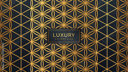 Luxury geometric pattern background with gold and dark blue