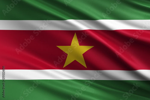 Waving national flag of Suriname background
