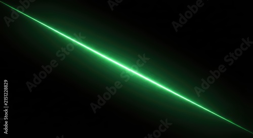 Green Laser Beam Streak Isolated on Black Background