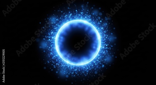 Blue Energy Ring Burst Isolated on Black Background