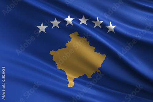 Waving national flag of Kosovo background.