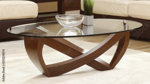 Modern glass coffee table indoors