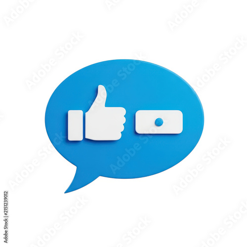 Like button with thumbs up and heart icon isolated on white background