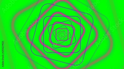 Vibrant concentric rounded squares creating a rhythmic geometric tunnel effect