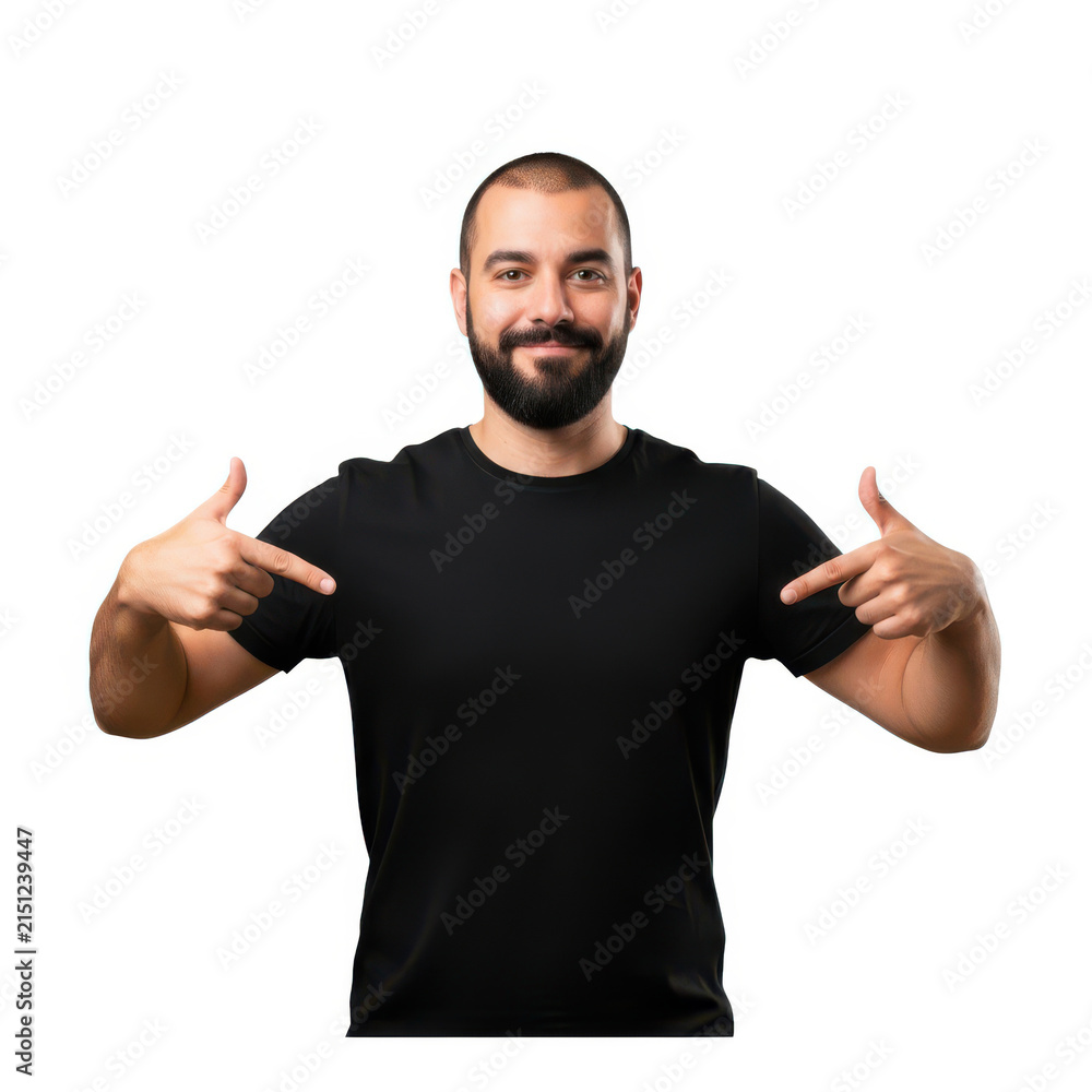 Naklejka premium Man flexing muscles with thumbs up confidently isolated on white background