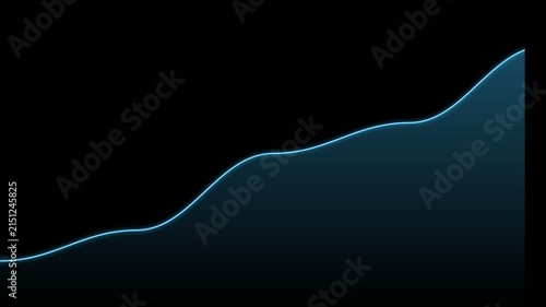 Abstract Glowing Blue Line Chart Showing Growth on Black Background