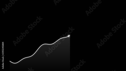 Minimalist Animated Financial Growth Chart Showing Upward Trend on Black Background