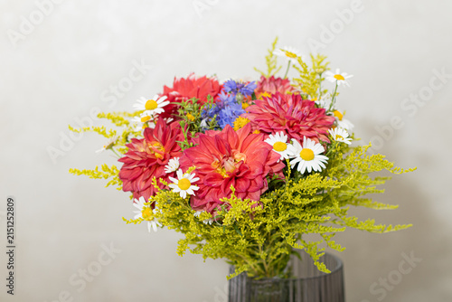 Summer Dahlia and Daisy Bouquet with Clean Light Copy Space